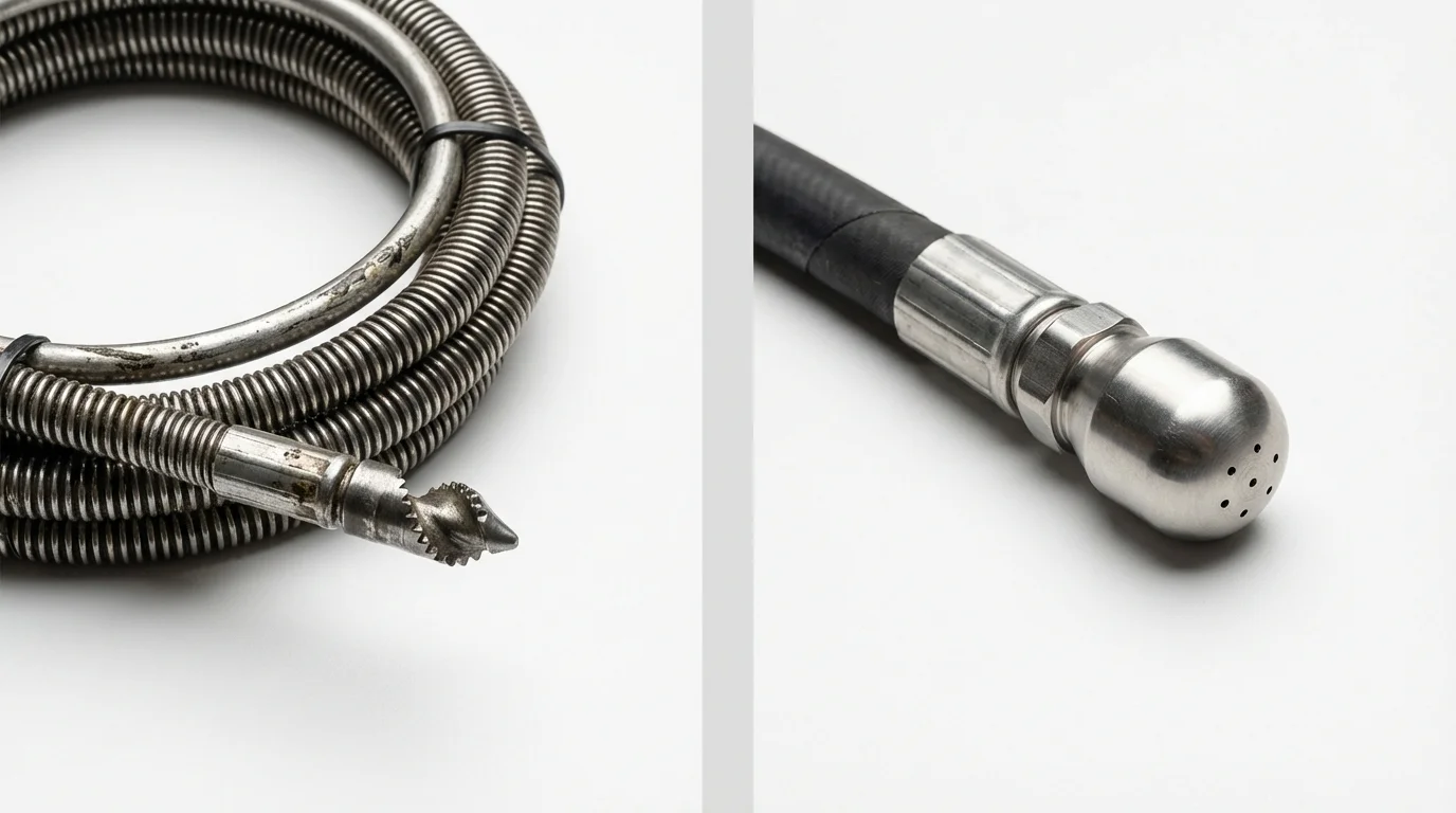 Drain snake cable and hydro jetting nozzle used for drain cleaning in Ocoee, FL