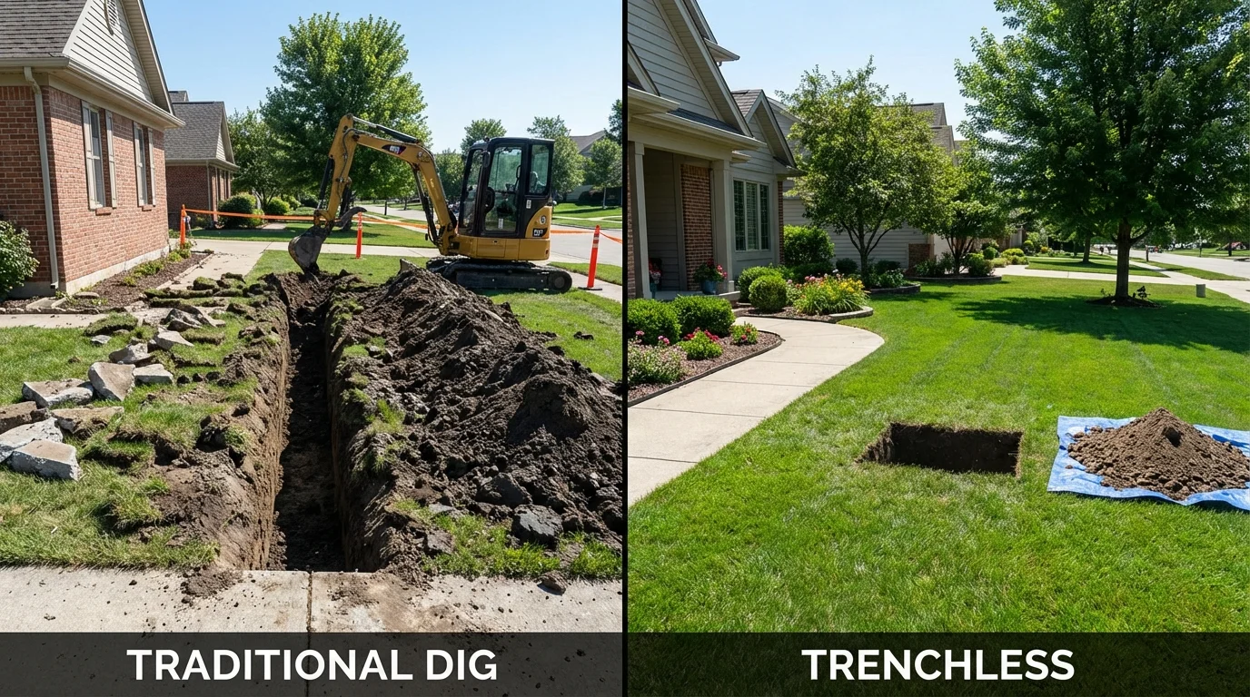 Trenchless sewer repair with minimal yard damage versus traditional excavation in Ocoee, FL